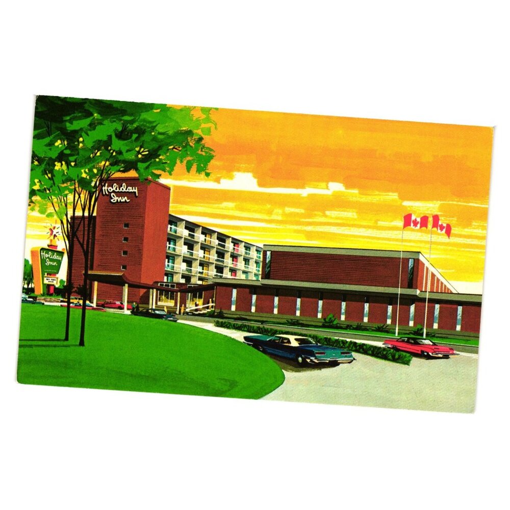 Vintage Holiday Inn Saint John Postcard New Brunswick Canada Mid Century Art Ad